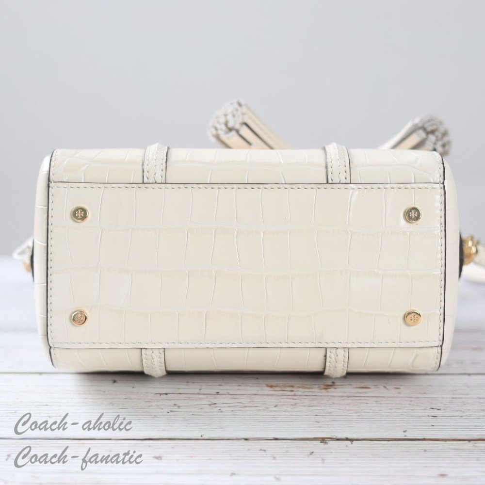 NWT Tory Burch 153463 Thea Mini Satchel Embossed Leather Crossbody in New Cream - Picture 10 of 12